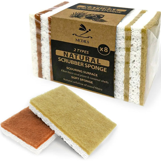 8 Pack Natural Plant Based Scrub Eco Friendly Sponges