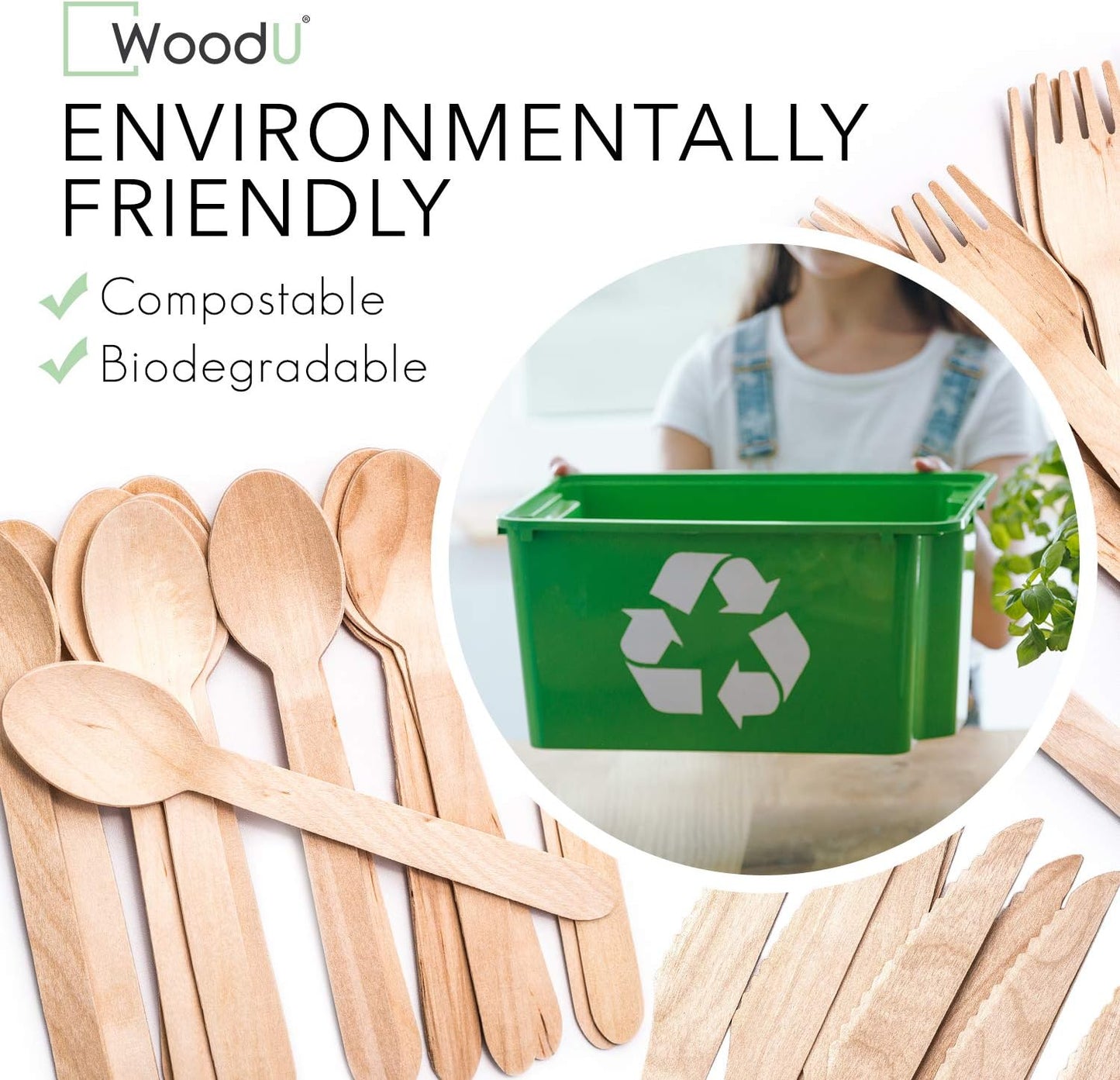 Disposable Wooden Cutlery Set | 100% All-Natural, Eco-Friendly, Biodegradable, and Compostable - Pack of 200-6.5” Utensils (100 Forks, 50 Spoons, 50 Knives) by