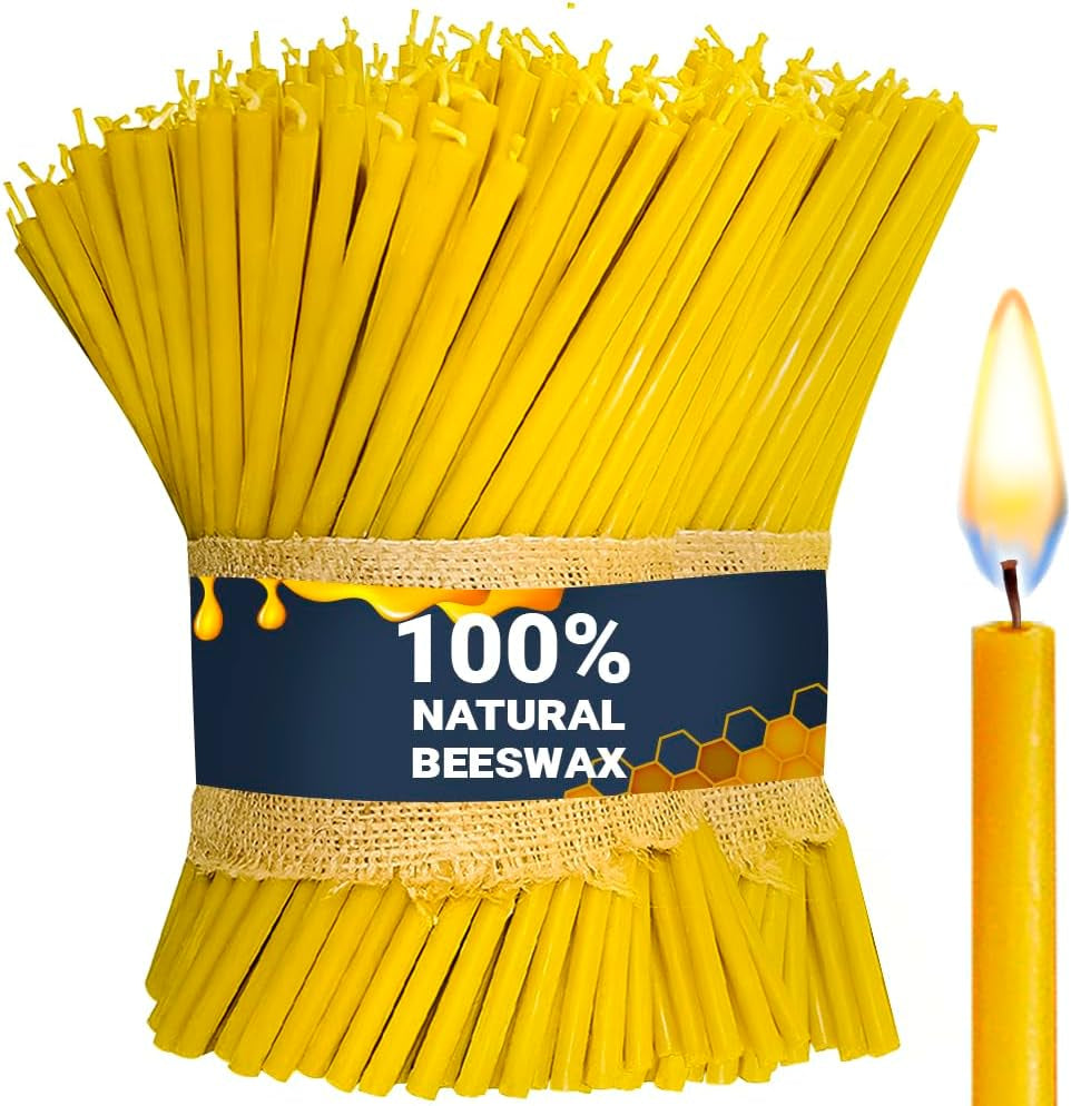 60-Pack Pure Natural Honey Scented Beeswax Candles Eco-Friendly Wax Tapers for Everyday Use, 7 Inches Beeswax Candles with Cotton Wick and Natural Honey Scent 1101420