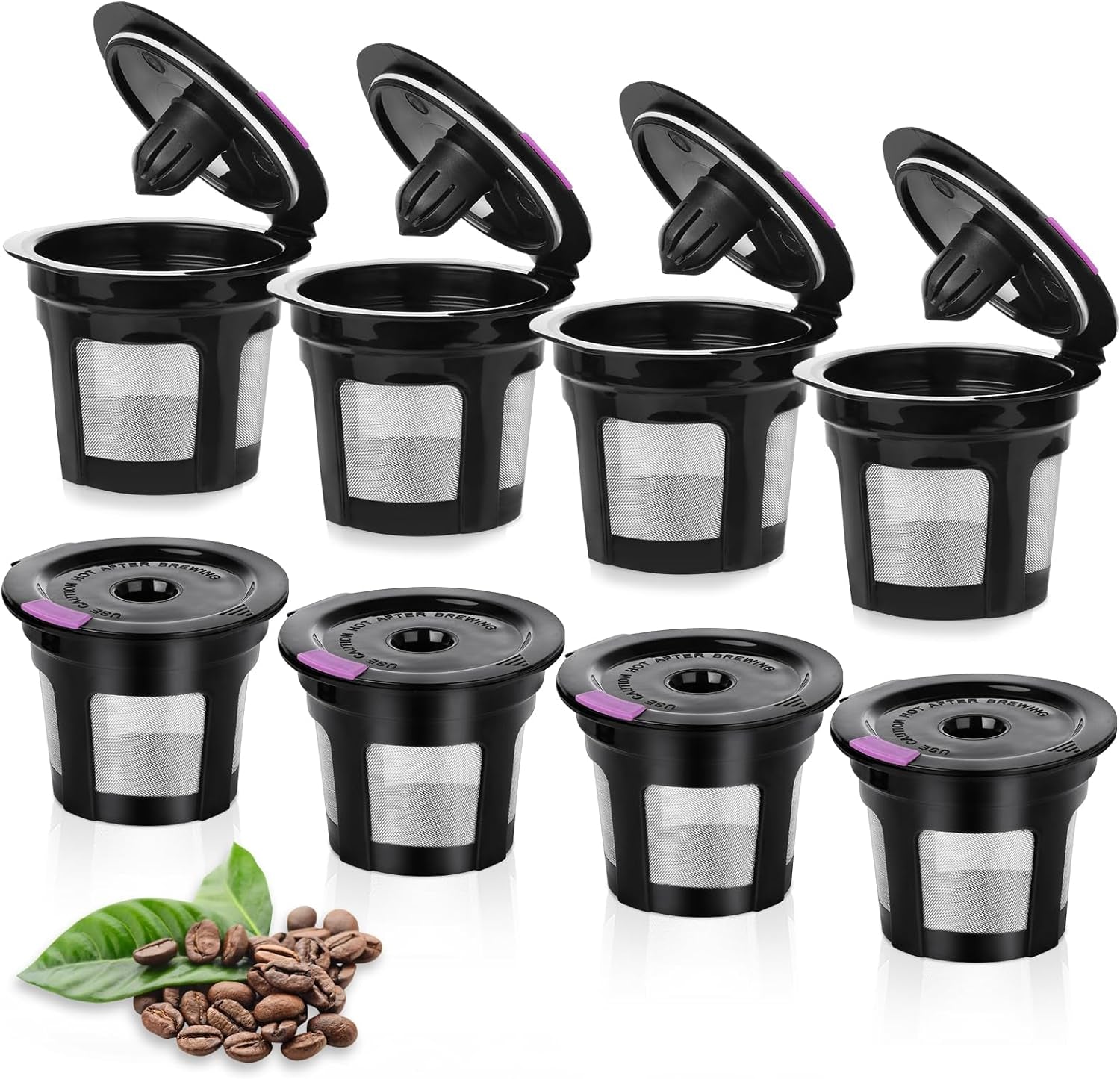 Reusable K Cups for K-Eurig, 8 Pack K Cup Reusable Coffee Pods, Universal Reusable K Cup for K-Eurig 1.0 and 2.0, Refillable K Cup Coffe Pods BPA Free